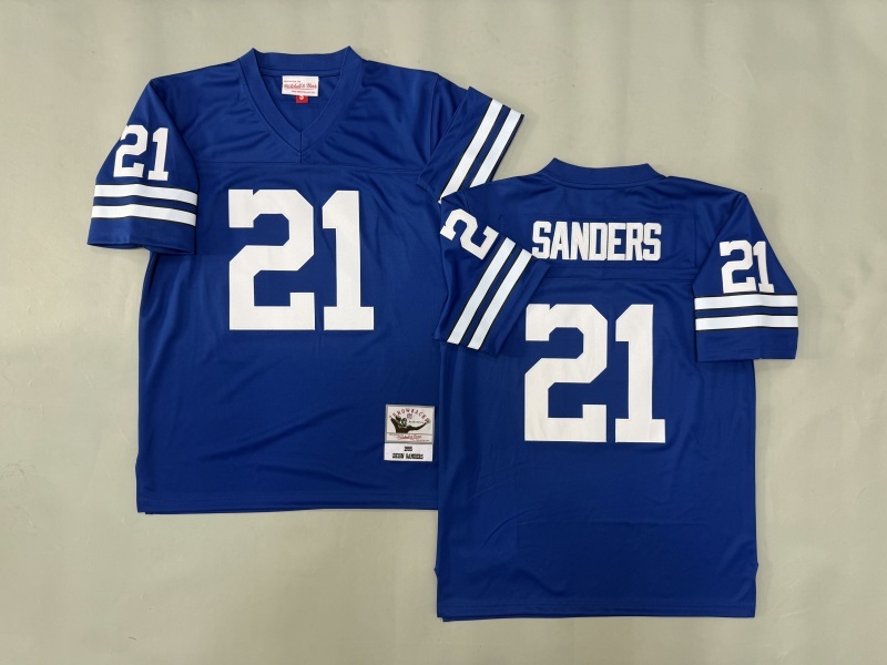 Men 2025 Nike Dallas Cowboys #21 Sanders Blue Throwback Limited NFL Jersey 002